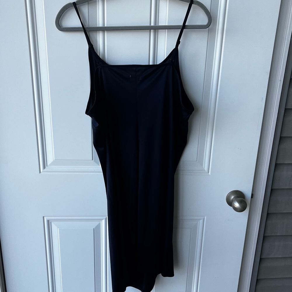 Chico’s Navy Sleeveless Eyelet Midi Dress Slip Liner Waist Tie Size 3 = 16 - Picture 8 of 11
